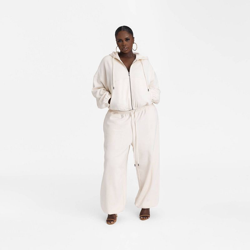 slide 3 of 3, KBB by KAHLANA Women's High-Rise Straight Leg 'The Dwayne Sweats'- Cream XXL, 1 ct