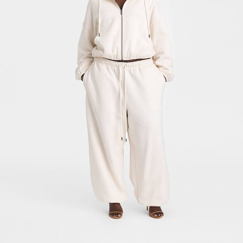 slide 1 of 3, KBB by KAHLANA Women's High-Rise Straight Leg 'The Dwayne Sweats'- Cream XXL, 1 ct