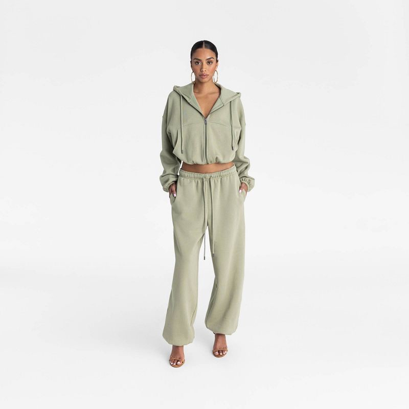 slide 3 of 3, KBB by KAHLANA Women's High-Rise Straight Leg 'The Dwayne Sweats' - Olive Green XS, 1 ct