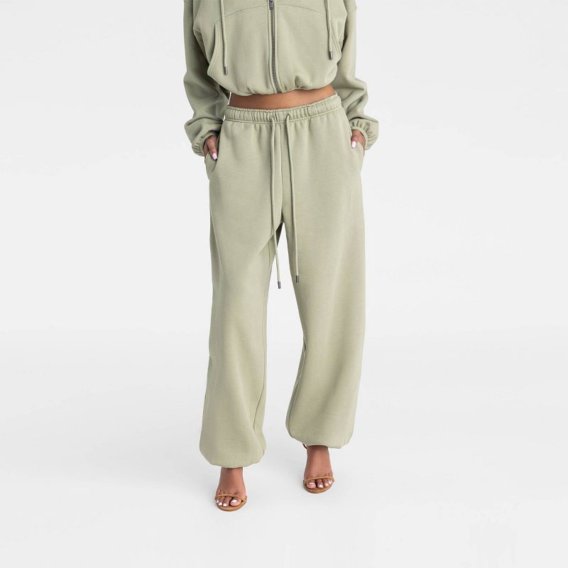 slide 1 of 3, KBB by KAHLANA Women's High-Rise Straight Leg 'The Dwayne Sweats' - Olive Green XS, 1 ct