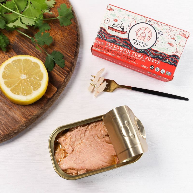 slide 3 of 3, Natural Catch Yellowfin Tuna Filets In Organic Extra Virgin Olive Oil - 4.4oz, 4.4 oz