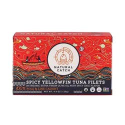 Natural Catch Spicy Chili Flavor Yellowfin Tuna Filets In Organic Extra Virgin Olive Oil - 4.4 oz