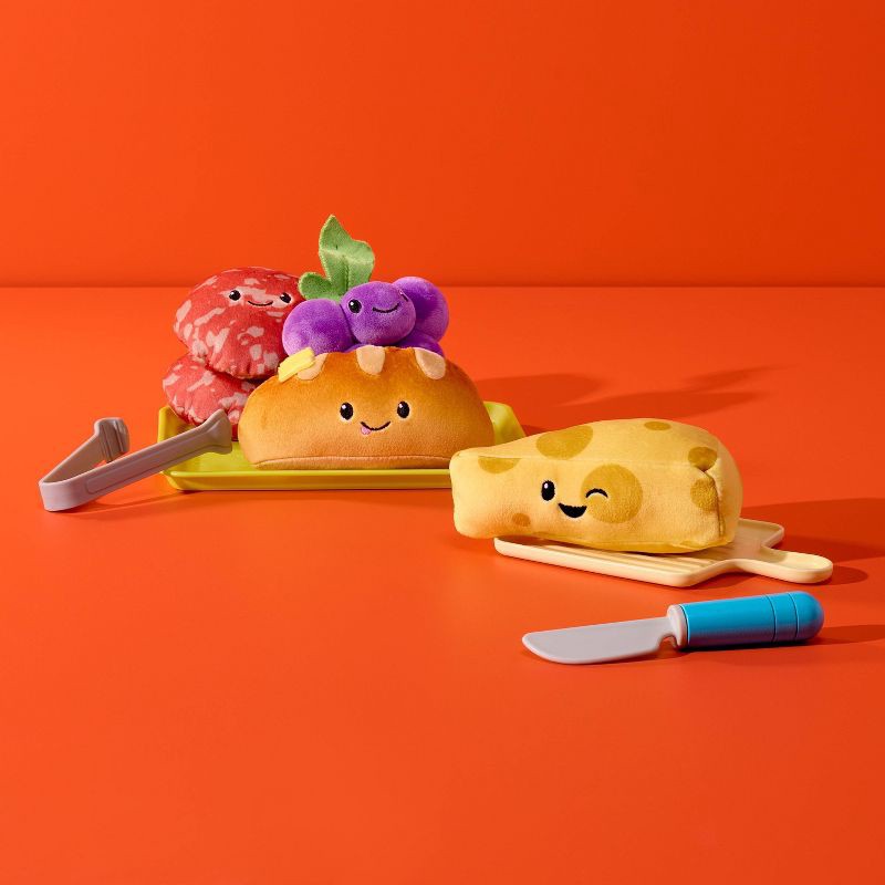 slide 2 of 3, Charcuterie Box Set Swiss Cheese, Salami, Grapes, Bread 4pc Plush - Gigglescape™, 4 ct