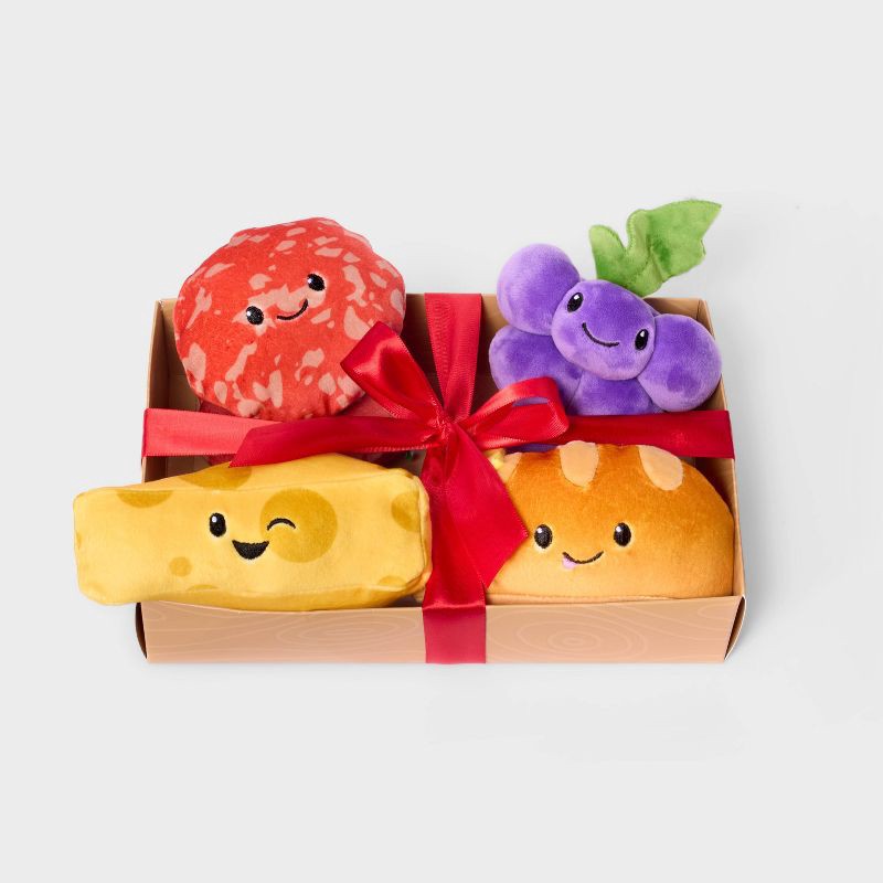 slide 3 of 3, Charcuterie Box Set Swiss Cheese, Salami, Grapes, Bread 4pc Plush - Gigglescape™, 4 ct