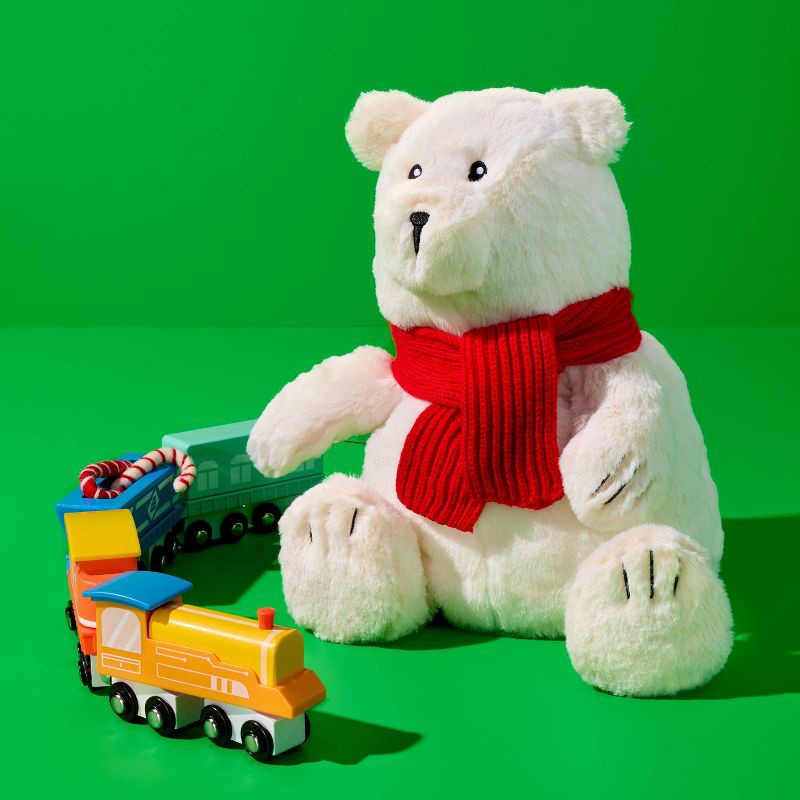 slide 2 of 3, 12'' Polar Bear with Scarf Stuffed Animal - Gigglescape™, 1 ct