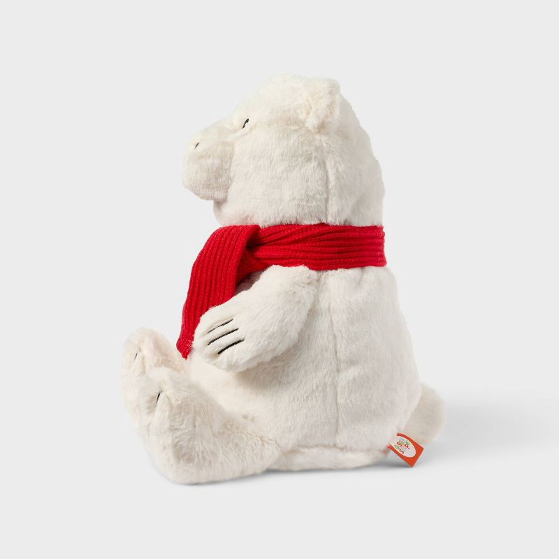 slide 3 of 3, 12'' Polar Bear with Scarf Stuffed Animal - Gigglescape™, 1 ct