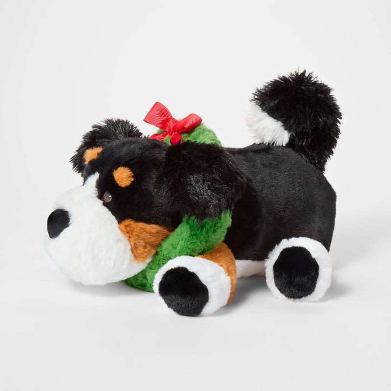 slide 3 of 3, 14" Dog with Wreath Stuffed Animal - Gigglescape™, 1 ct