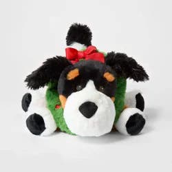 14" Dog with Wreath Stuffed Animal - Gigglescape™