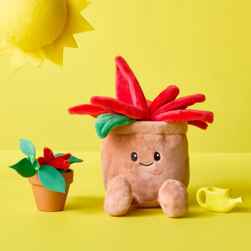 slide 2 of 4, 7'' Pointsettia Flower Pot Plush - Gigglescape™, 1 ct