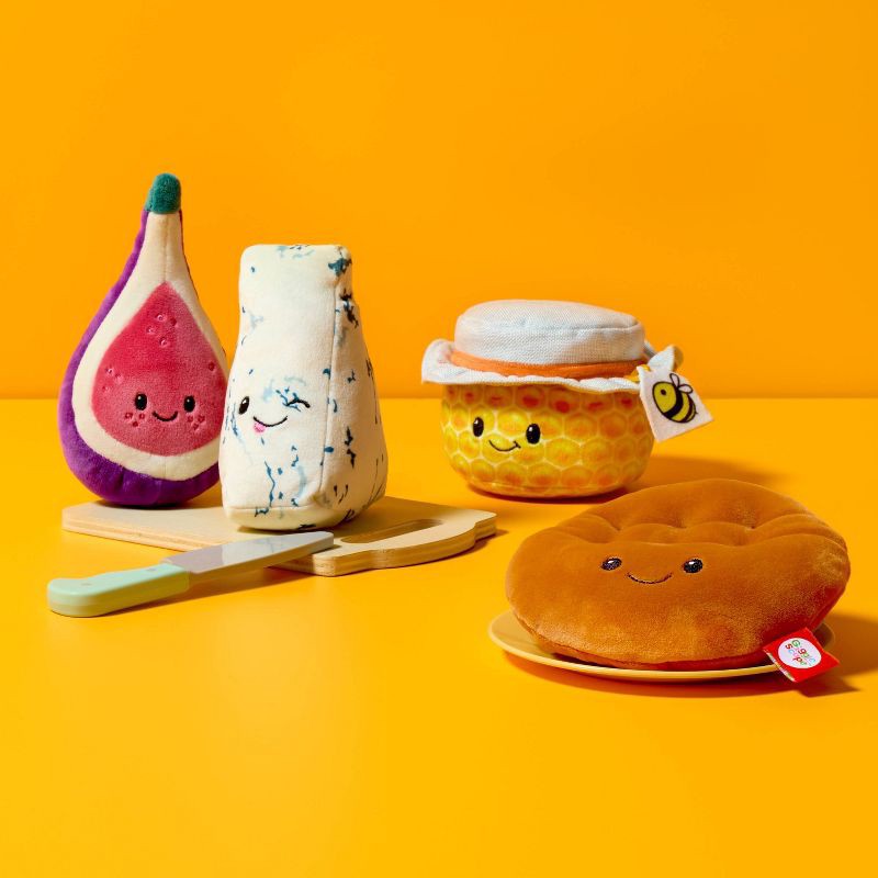 slide 2 of 3, Charcuterie Box Set Fig, Blue Cheese, Honey, Round Cracker 4pc Plush - Gigglescape™, 4 ct