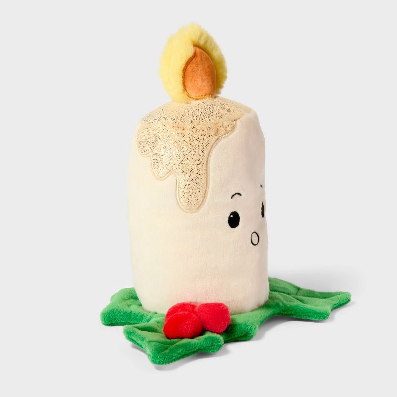 slide 3 of 3, 8.5" Candle with Holly Plush - Gigglescape™, 1 ct