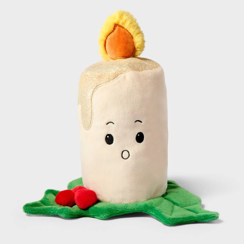 slide 1 of 3, 8.5" Candle with Holly Plush - Gigglescape™, 1 ct