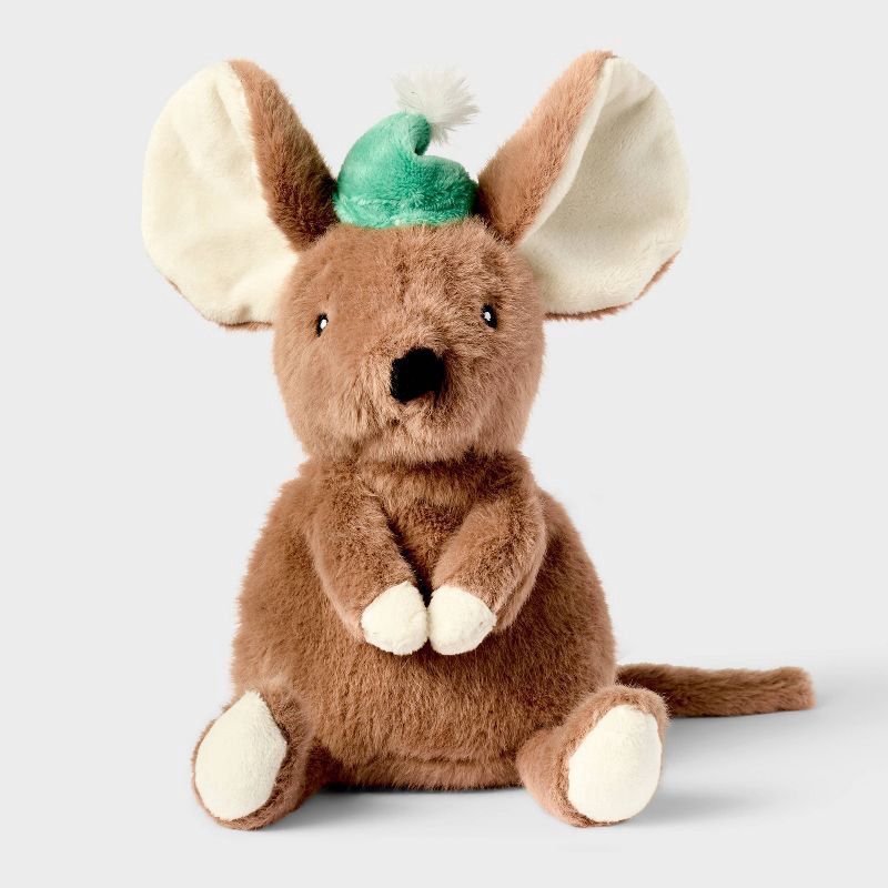 slide 1 of 3, 7" Brown Mouse with Green Hat Stuffed Animal - Gigglescape™, 1 ct