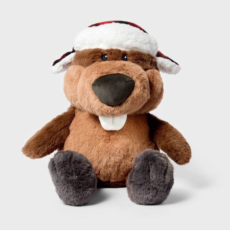 slide 1 of 3, 10.5'' Beaver with Hat Stuffed Animal - Gigglescape™, 1 ct