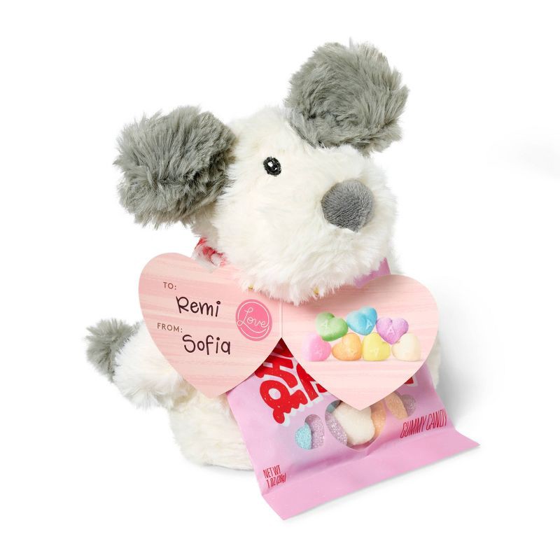 slide 3 of 4, Valentine's Puppy Plush with Rainbow Hearts Candy - 1oz - Favorite Day™, 1 oz