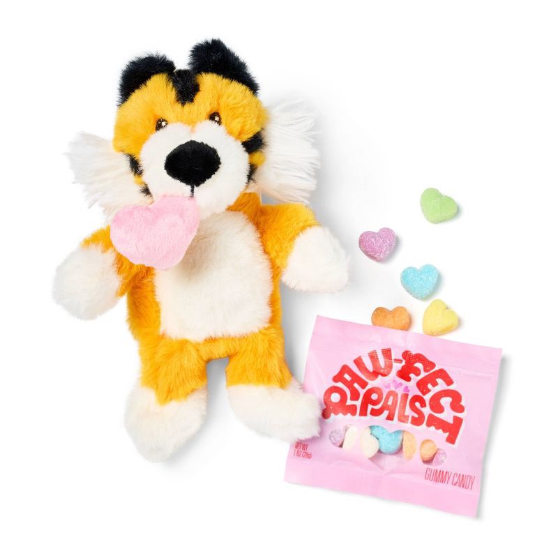 slide 4 of 4, Valentine's Tiger Plush with Rainbow Hearts Candy - 1oz - Favorite Day™, 1 oz