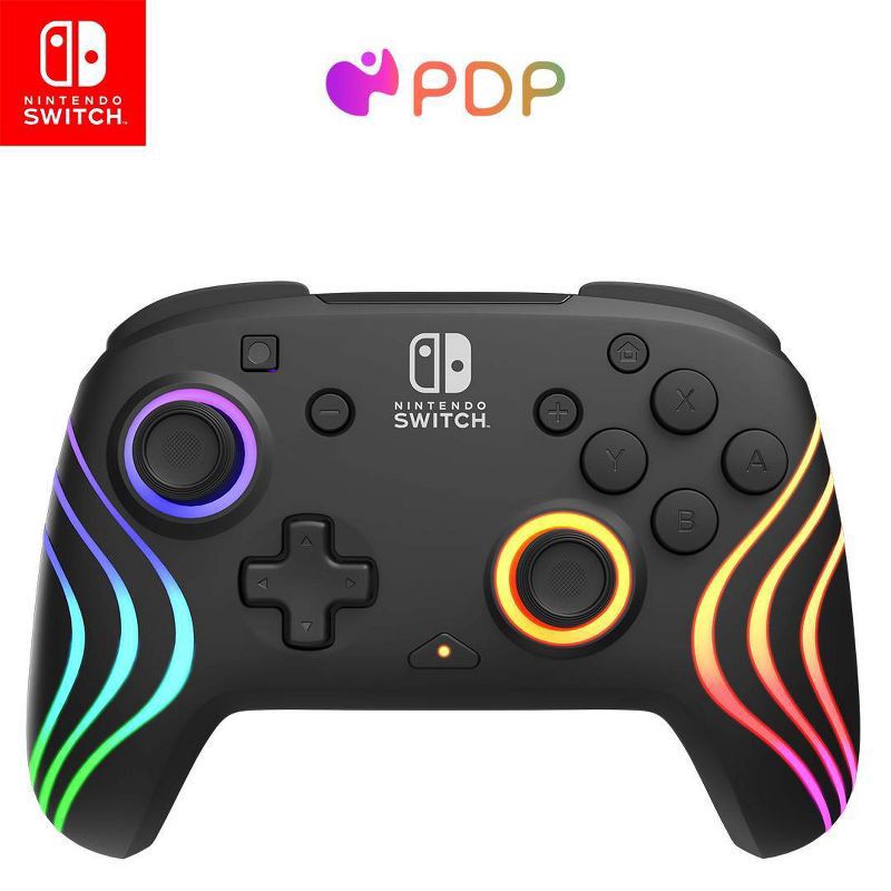 slide 2 of 16, PDP Afterglow Wave Wireless Controller with Motion for Nintendo Switch - Black: Ergonomic Bluetooth Gamepad, Rechargeable Battery, 1 ct