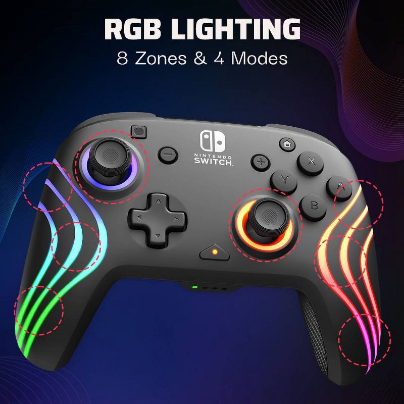 slide 3 of 16, PDP Afterglow Wave Wireless Controller with Motion for Nintendo Switch - Black: Ergonomic Bluetooth Gamepad, Rechargeable Battery, 1 ct
