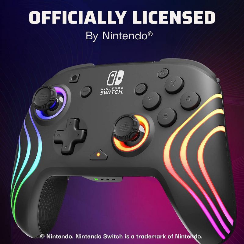 slide 6 of 16, PDP Afterglow Wave Wireless Controller with Motion for Nintendo Switch - Black: Ergonomic Bluetooth Gamepad, Rechargeable Battery, 1 ct