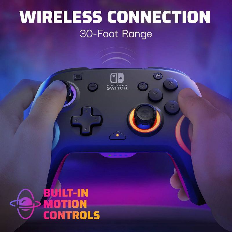 slide 7 of 16, PDP Afterglow Wave Wireless Controller with Motion for Nintendo Switch - Black: Ergonomic Bluetooth Gamepad, Rechargeable Battery, 1 ct