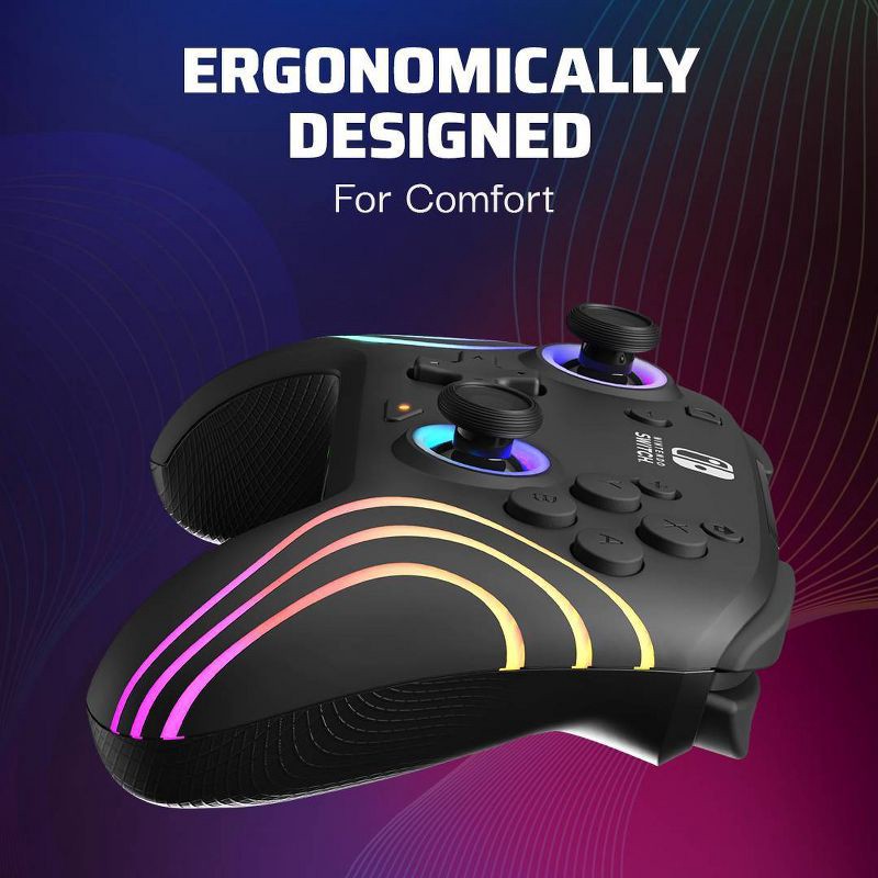 slide 8 of 16, PDP Afterglow Wave Wireless Controller with Motion for Nintendo Switch - Black: Ergonomic Bluetooth Gamepad, Rechargeable Battery, 1 ct