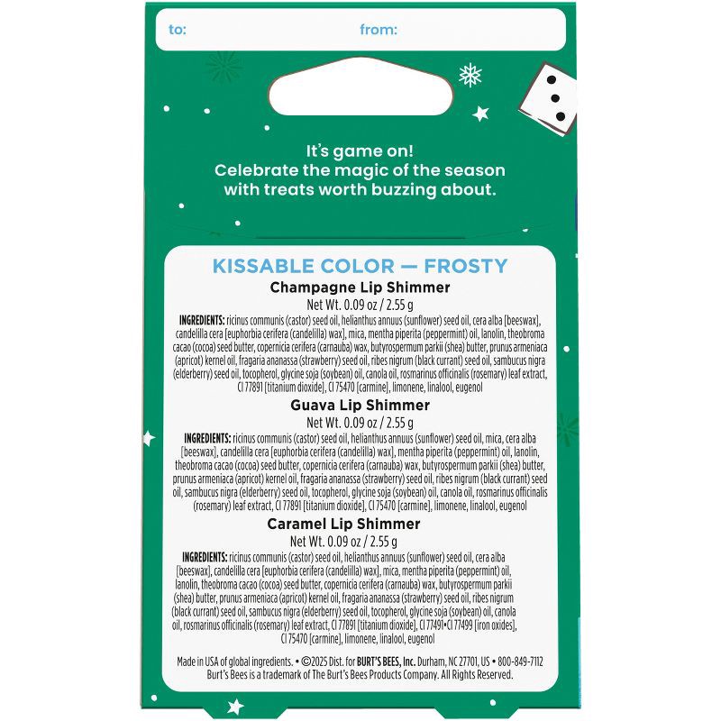 slide 2 of 6, Burt's Bees Holiday Limited Edition Stocking Stuffer Kissable Color Lip Balm Gift Set - Frosty - 3pc, 3 ct