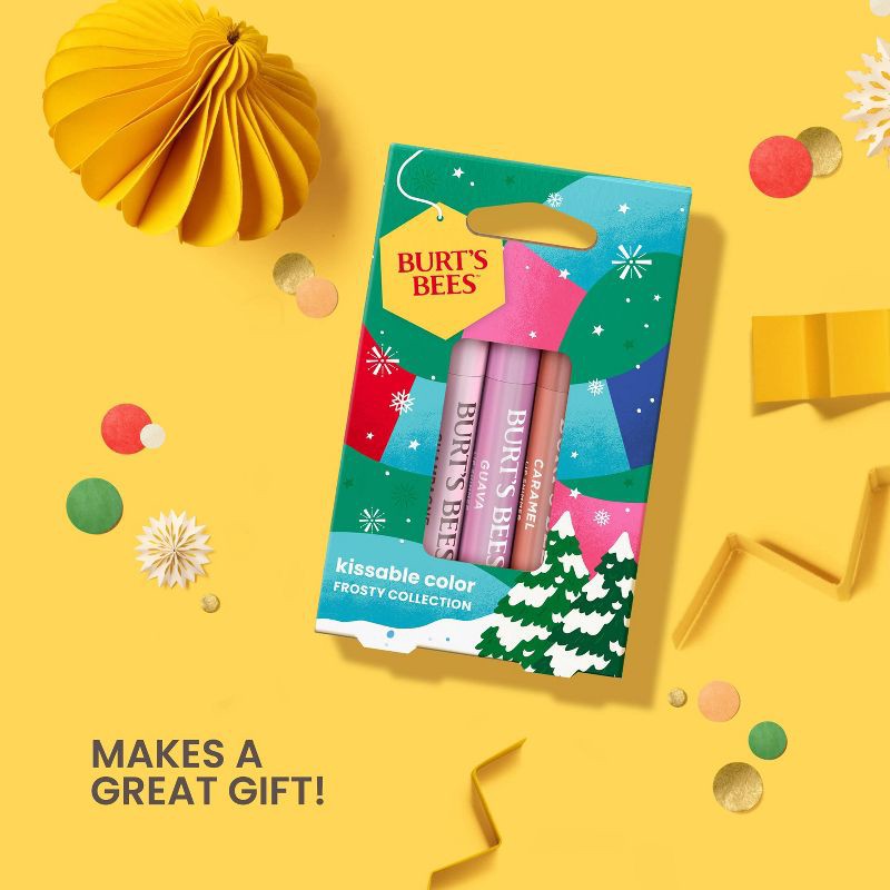 slide 3 of 6, Burt's Bees Holiday Limited Edition Stocking Stuffer Kissable Color Lip Balm Gift Set - Frosty - 3pc, 3 ct