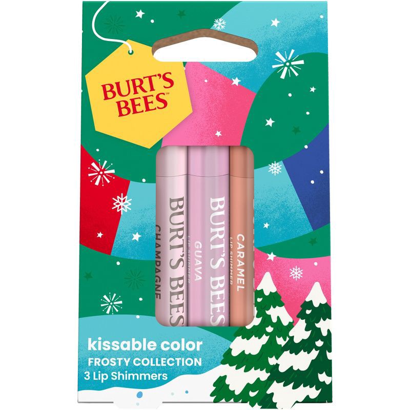slide 1 of 6, Burt's Bees Holiday Limited Edition Stocking Stuffer Kissable Color Lip Balm Gift Set - Frosty - 3pc, 3 ct