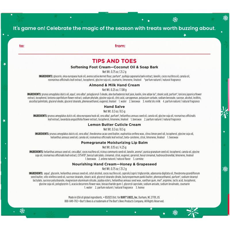 slide 2 of 6, Burt's Bees Tips and Toes Holiday Stocking Stuffer Gift Set - 6pc, 6 ct