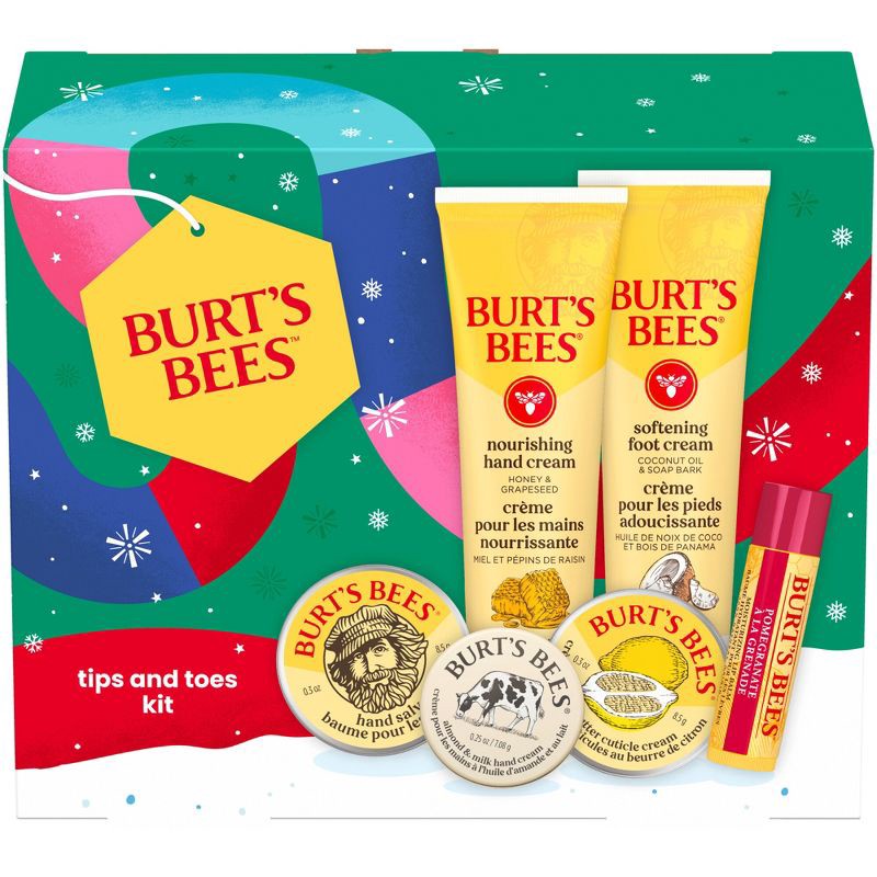 slide 1 of 6, Burt's Bees Tips and Toes Holiday Stocking Stuffer Gift Set - 6pc, 6 ct