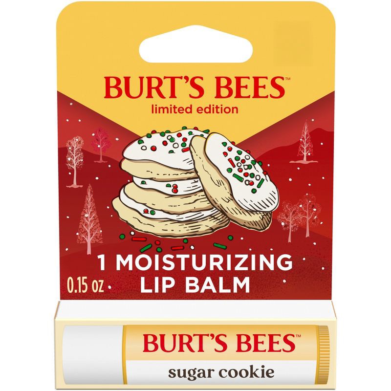 slide 1 of 9, Burt's Bees Holiday Limited Edition Stocking Stuffer Moisturizing Lip Balm - Sugar Cookie Blister - 0.15oz, 0.15 oz