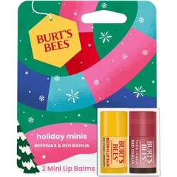 Burt's Bees Holiday Limited Edition Stocking Stuffer Mini Lip Balms - Beeswax + Red Dahlia - 0.049oz/2ct