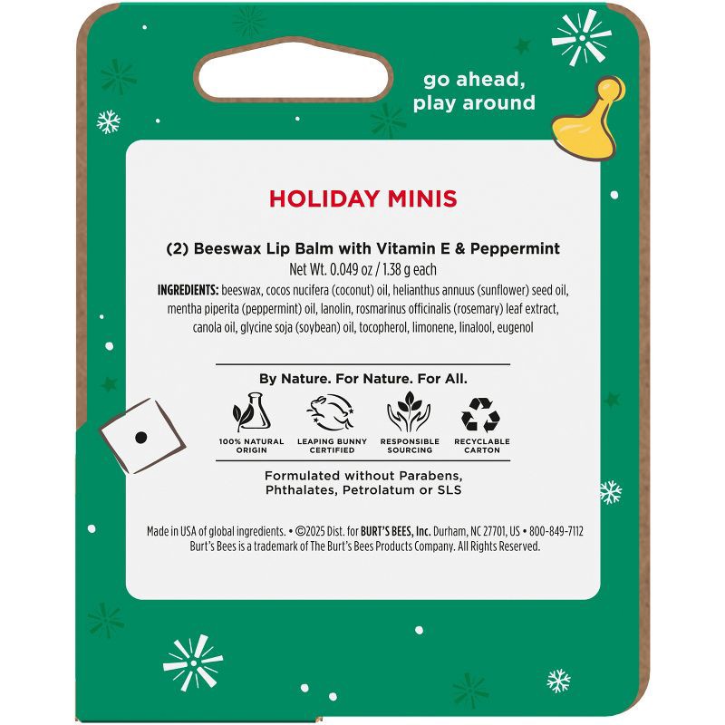 slide 11 of 11, Burt's Bees Holiday Limited Edition Stocking Stuffer Mini Lip Balms - Beeswax - 0.049oz/2ct, 0.049 oz, 2 ct
