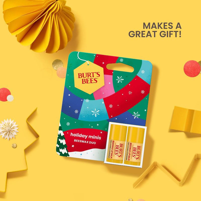slide 5 of 11, Burt's Bees Holiday Limited Edition Stocking Stuffer Mini Lip Balms - Beeswax - 0.049oz/2ct, 0.049 oz, 2 ct