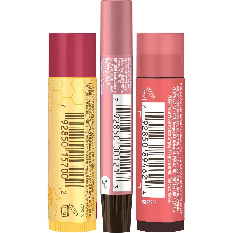 slide 3 of 6, Burt's Bees Holiday Limited Edition Mistletoe Kiss Lip Balm Gift Set - Hibiscus/Peony/Pomegranate - 3pc, 3 ct