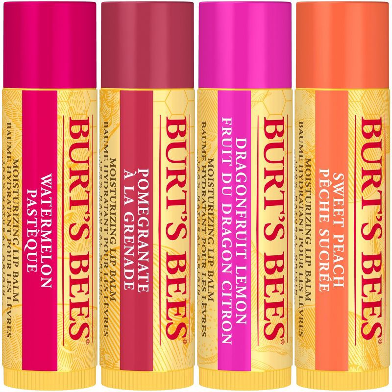 slide 2 of 8, Burt's Bees Holiday Limited Edition Stocking Stuffer Beeswax Bounty Lip Balm Gift Set - Fruit Mix - 4ct, 4 ct