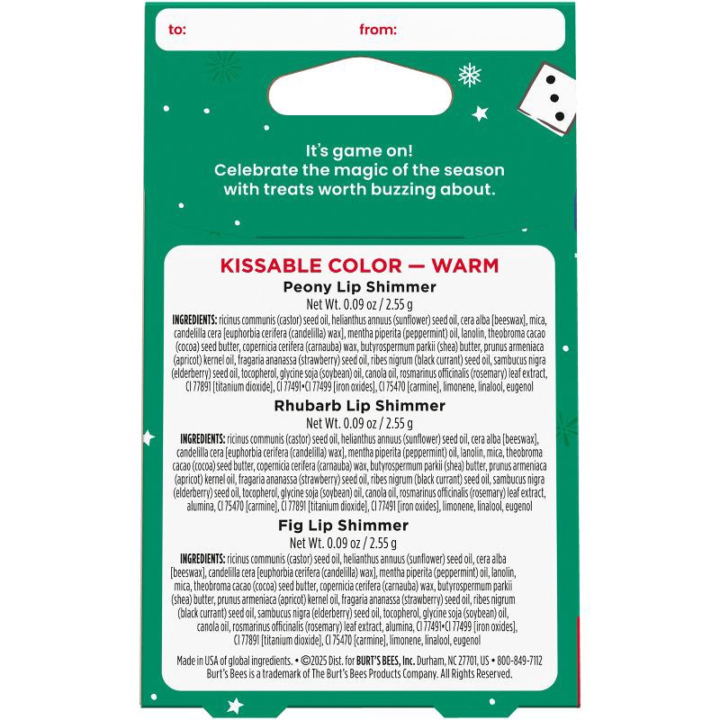 slide 2 of 7, Burt's Bees Holiday Limited Edition Stocking Stuffer Kissable Color Lip Balm Gift Set - Warm - 3pc, 3 ct