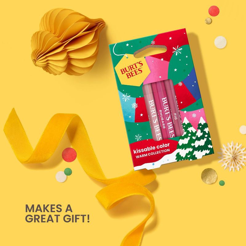slide 4 of 7, Burt's Bees Holiday Limited Edition Stocking Stuffer Kissable Color Lip Balm Gift Set - Warm - 3pc, 3 ct