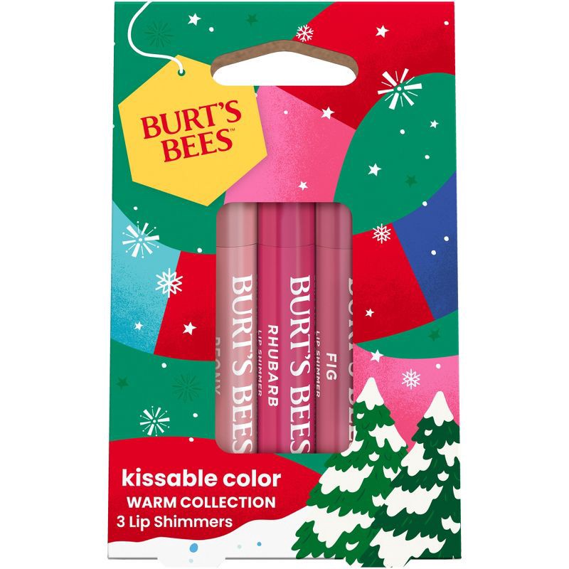 slide 1 of 7, Burt's Bees Holiday Limited Edition Stocking Stuffer Kissable Color Lip Balm Gift Set - Warm - 3pc, 3 ct