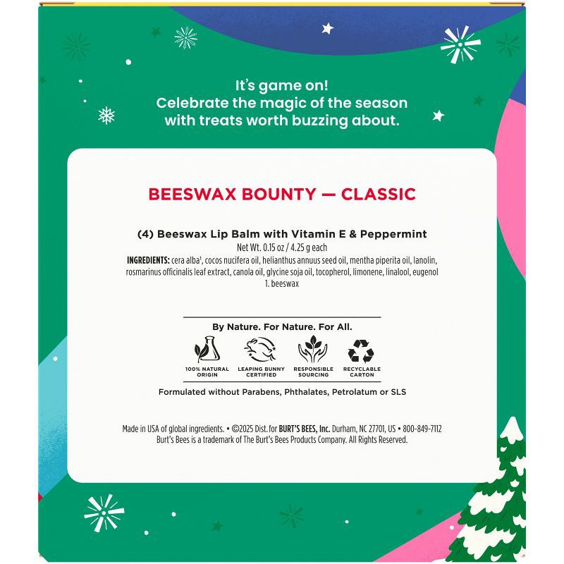 slide 9 of 9, Burt's Bees Holiday Stocking Stuffer Beeswax Bounty Lip Balm Gift Set - Classic - 4ct, 4 ct