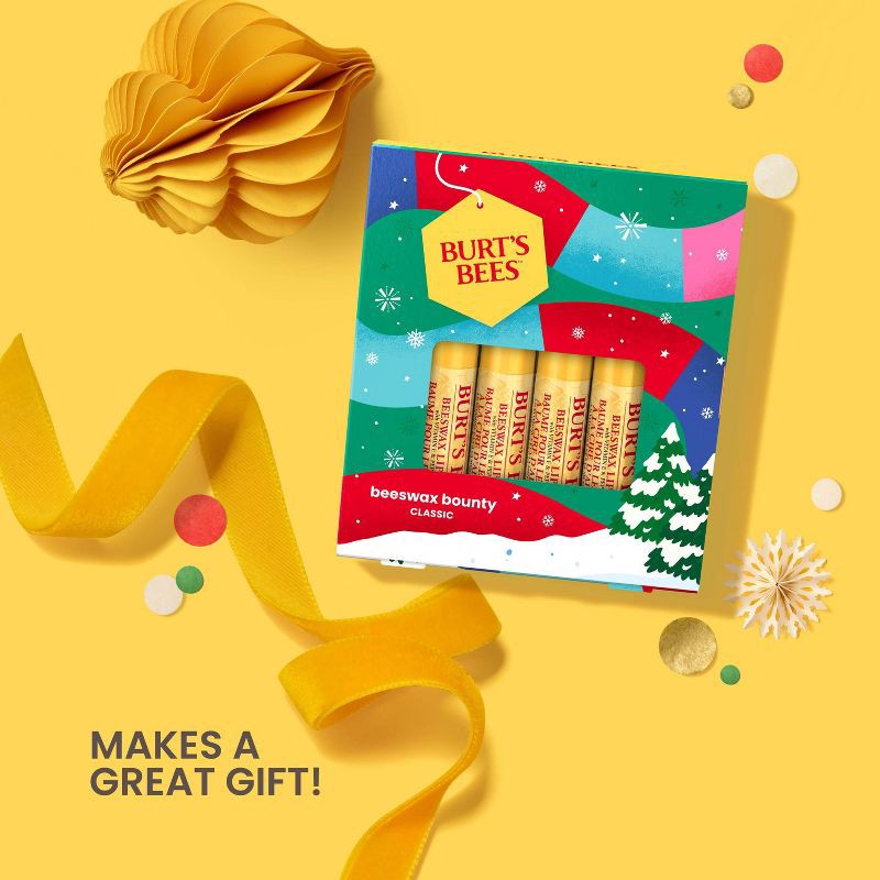 slide 5 of 9, Burt's Bees Holiday Stocking Stuffer Beeswax Bounty Lip Balm Gift Set - Classic - 4ct, 4 ct