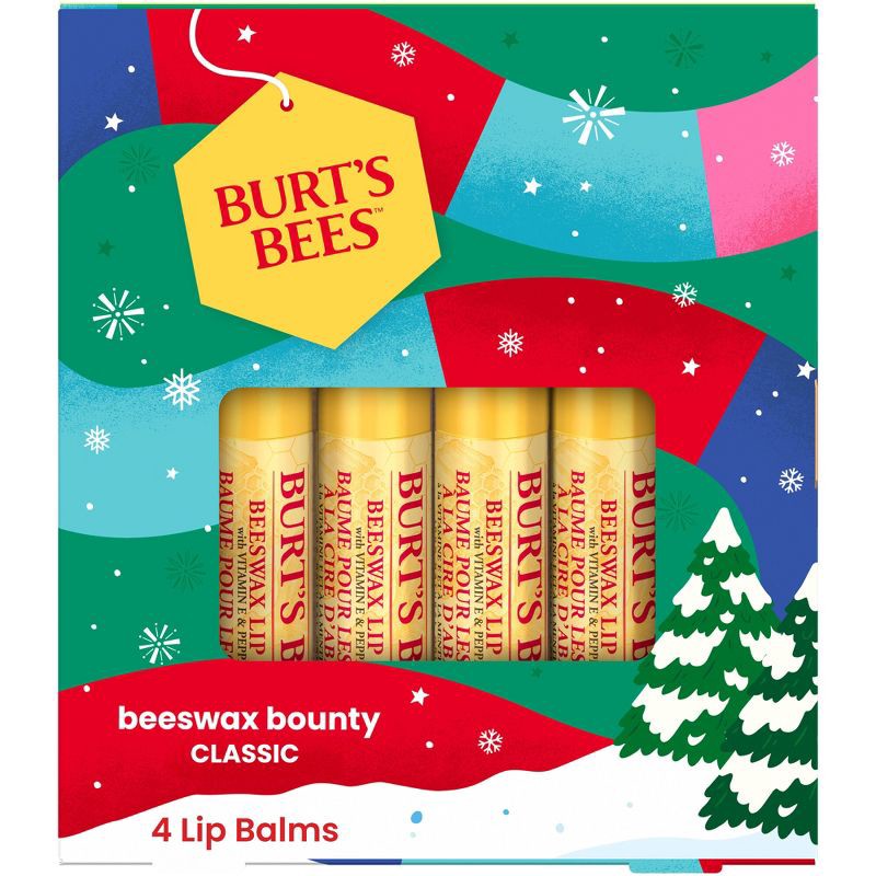 slide 1 of 9, Burt's Bees Holiday Stocking Stuffer Beeswax Bounty Lip Balm Gift Set - Classic - 4ct, 4 ct