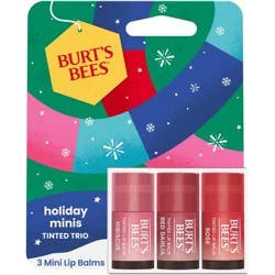Burt's Bees Holiday Limited Edition Stocking Stuffer Mini Lip Balms - Mini Rose + Red Dhalia + Hibiscus - 0.049oz/3ct