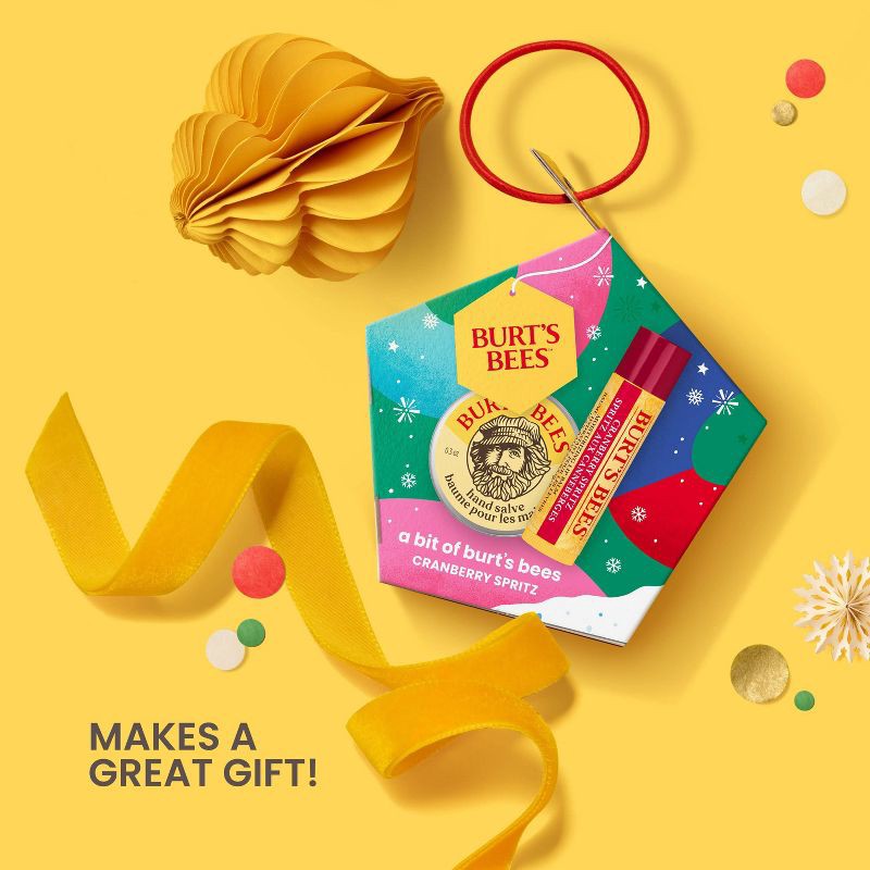 slide 4 of 9, Burt's Bees Holiday Stocking Stuffer Bit of Burt's Lip Balm Gift Set - Cranberry Spritz - 2pc, 2 ct