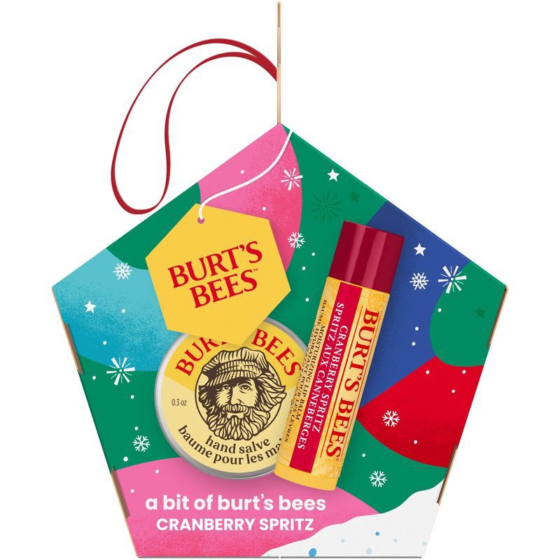 slide 1 of 9, Burt's Bees Holiday Stocking Stuffer Bit of Burt's Lip Balm Gift Set - Cranberry Spritz - 2pc, 2 ct