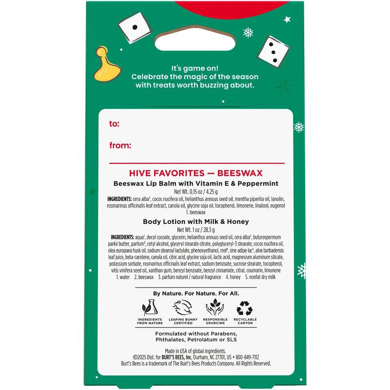 slide 2 of 10, Burt's Bees Holiday Limited Edition Stocking Stuffer Hive Favorites Gift Set - Beeswax - 2pc, 2 ct