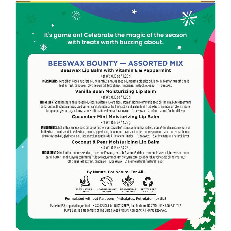 slide 9 of 9, Burt's Bees Holiday Limited Edition Stocking Stuffer Beeswax Bounty Lip Balm Gift Set - Assorted - 4ct, 4 ct