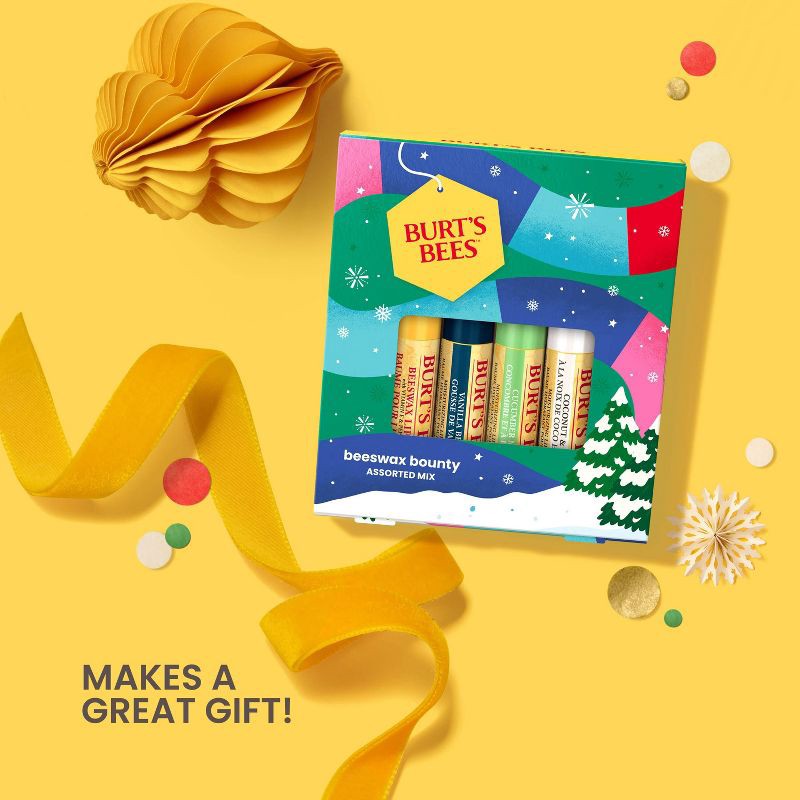 slide 5 of 9, Burt's Bees Holiday Limited Edition Stocking Stuffer Beeswax Bounty Lip Balm Gift Set - Assorted - 4ct, 4 ct