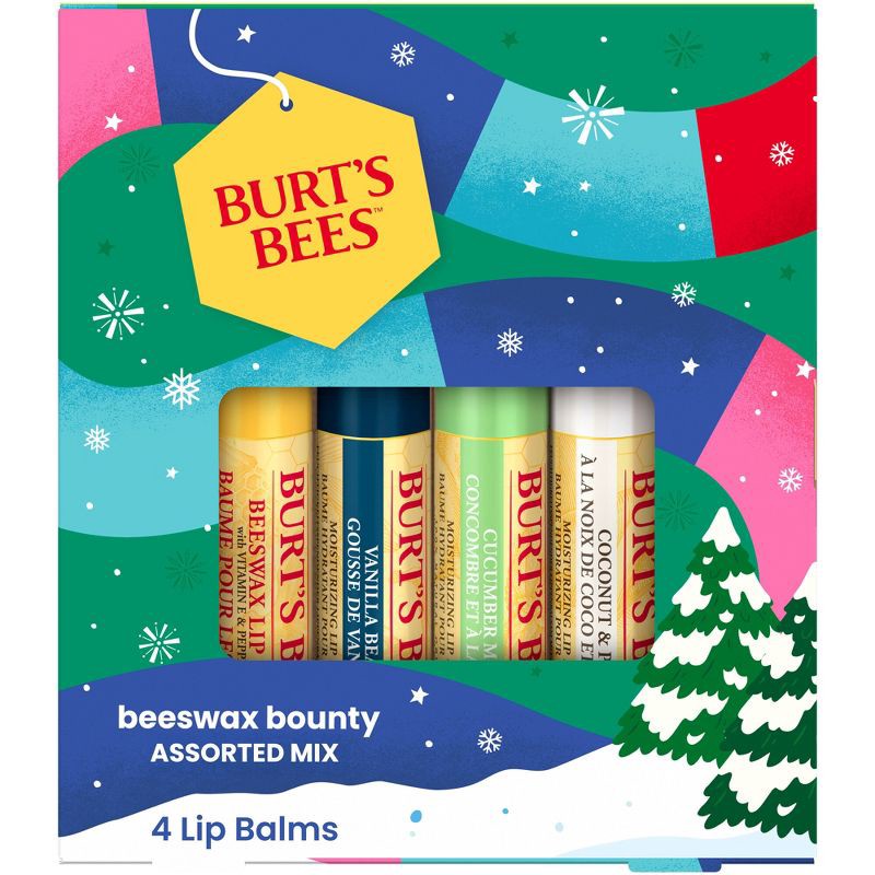 slide 1 of 9, Burt's Bees Holiday Limited Edition Stocking Stuffer Beeswax Bounty Lip Balm Gift Set - Assorted - 4ct, 4 ct
