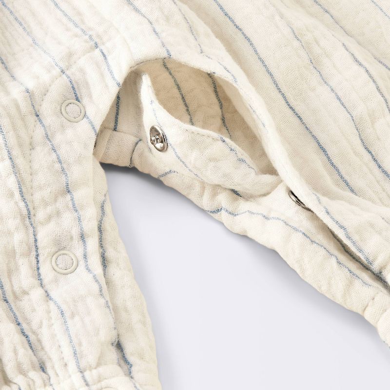 slide 4 of 4, Baby Girls' Striped Gauze Long Legged Romper - Cloud Island™ Cream 24M, 1 ct